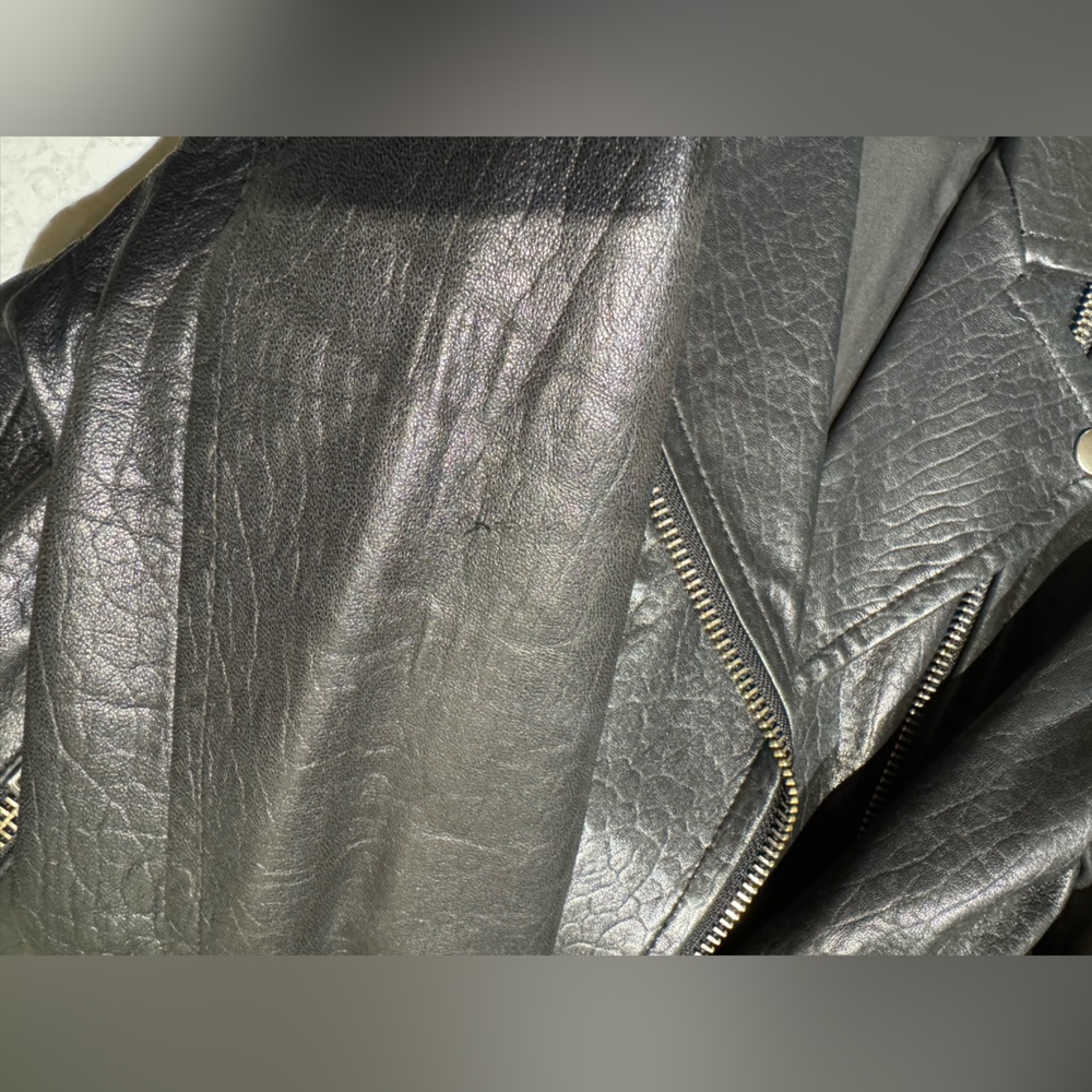 Mackage X Aritzia Pebbled Black Leather Biker Jacket - Picture 8 of 15